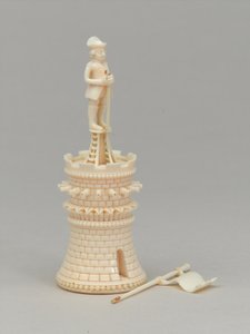 Hvitt tårn, sjakkbrikke, India, 1820 ca av Indian School