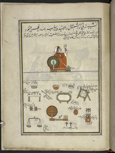 Kvinne som spinner ull,  86 tegninger bundet inn i et bind som viser håndverk og yrker i Kashmir, håndverkere vises i arbeid med redskaper og utstyr,  Av en Kashmir-kunstner, sannsynligvis i Srinagar, ca. 1850-60 (gouache på papir) av Indian School