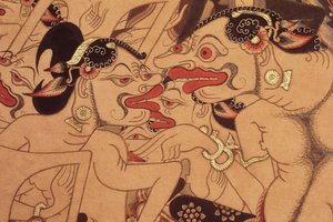 Detalj av en Wayang Beber-rulle (akvarell på papir) av Indonesian Indonesian