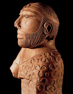 Civilization of the Indus Valley: trebyste av kongens prest. Rundt 2000 f.Kr. Fra nettstedet Mohenjo-Daro i Pakistan. Nasjonalmuseet i Pakistan, Karachi. av Indus Valley Civilization