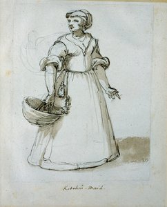 En kjøkkenhjelp (penn og blekk på papir) av Inigo Jones