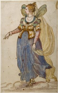 Lady masquer (akvarell på papir) av Inigo Jones