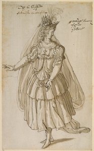 Dronning Artemisia, ca. 1609 (penn og blekk på papir) av Inigo Jones