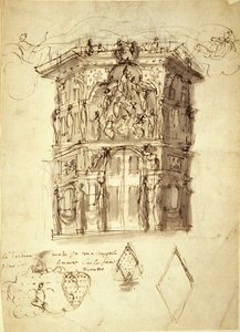 The Masque of Queens, scene 2: House of Fame, ca. 1609 (penn og blekk på papir)