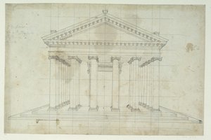 The Second Temple of Diana, ca. 1635 (penn og blekk på papir) av Inigo Jones