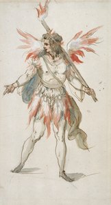 Fakkelbærer: en brennende ånd (akvarell på papir) av Inigo Jones