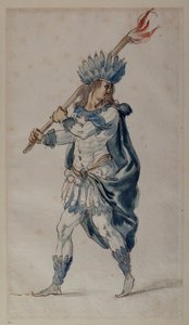 Fakkelbærer: en indianer (akvarell på papir) av Inigo Jones