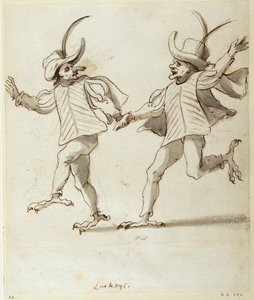 To Lackeyer (penn og blekk på papir) av Inigo Jones