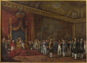Deputasjon fra det romerske senatet presenterer sin hyllest til Napoleon I 16. november 1809, 1810. av Innocent Louis Goubaud