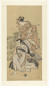 Skuespillere Nakamura Utaemon I og Arashi Hinaji i scenestykket Kiyomizu Seigen av Ippitsusai Bunchō