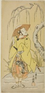 Skuespilleren Arashi Otohachi I som Numataro, innehaveren av Utou Yasukata, i del to av stykket Kogane no Hana Gaijin Aramusha (Gold Flowers: The Triumphal Return of Fierce Warriors), fremført på Nakamura Theatre fra den første dagen av den ellevte mandag av Ippitsusai Bunchō