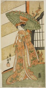 Skuespilleren Onoe Tamizo I som Nishikigi i stykket Mutsu no Hana Ume no Kaomise, fremført på Ichimura Theatre i den ellevte måneden, 1769 av Ippitsusai Bunchō
