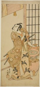 Skuespilleren Sawamura Sojuro II som Kudo Suketsune (?) i Play Edo no Hana Wakayagi Soga (?), fremført på Ichimura Theatre (?) i den andre måneden, 1769 (?) av Ippitsusai Bunchō