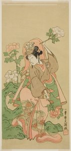 Skuespilleren Segawa Kikunojo II i Shakkyo Dans i stykket Soga Moyo Aigo no Wakamatsu, fremført på Nakamura Theatre i den andre måneden, 1769