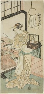 Tea Ac and r Yamashita Kinsaku Good As Ome, Wife Of Friendly, Member Te Pay Pay To Nue Forest One Night Target, fremført til Nakamura Te E Venth Gate, 1770 av Ippitsusai Bunchō
