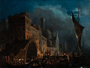En venetiansk gallakveld, 1825-1835. av Ippolito Caffi