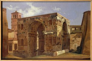 Italia, Roma, Janusbuen ved foten av Via Velabro av Ippolito Caffi av Ippolito Caffi