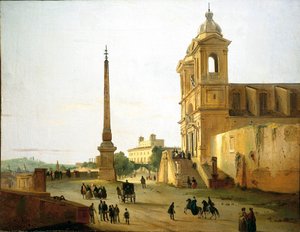 Italia, Roma, Trinity on Mount Church og Sallustian Obelisk av Ippolito Caffi av Ippolito Caffi