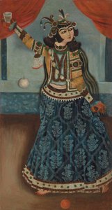 En danser i en blå kjole (olje på lerret) av Iranian School