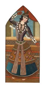 A Qajar Dancing Girl, ca. 1840 (olje på lerret) av Iranian School