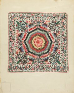 Patchwork og applikasjonsdyne av Irene Schaefer