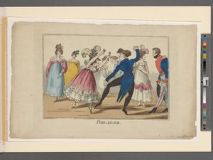 Boliero, ca. 1800-09 (håndfarget gravering) av Irish School