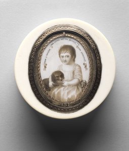 Eske med portrett av en gutt, ca. 1790 (sepia på elfenben