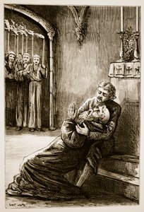 Death of St. Columba, fra The Trias Thaumaturga, or Three Wonder-Working Saints of Ireland, av Mary Cusack (1829-99) utgitt ca. 1890-tallet av Irish School