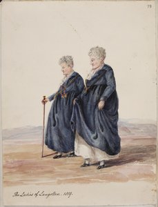 Lady Eleanor Butler og frøken Sarah Ponsonby, Damene fra Llangollen, ca. 1816 (tegning)