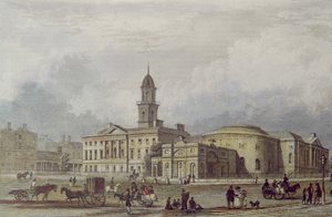 Rotunda Hospital, Dublin (fargelitografi) av Irish School
