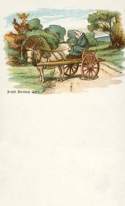 Kvinne med esel og vogn, Irland (chromolitho)