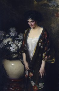 Brun kimono (portrett av Kathryn Beta la Forque) av Irving R. Wiles