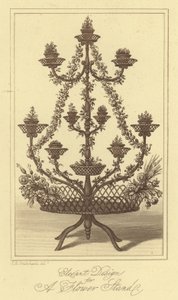 Elegant design for et blomsterstativ (gravering) av Isaac (after) Cruikshank