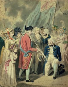 Admiral Collingwood (1750-1810) mottar sølvsverdet (akvarell på papir)
