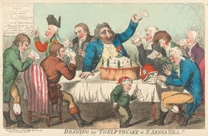Zeichnung für den Zwölften-Kuchen in St. Annes Hill av Isaac Cruikshank