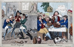 French Happiness: English Misery, pub. 1793 (håndfarget gravering)