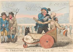 Das Schatzamt-Spektakel oder das Staatsoberhaupt in einer seltsamen Lage av Isaac Cruikshank
