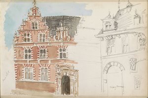 Rådhuset og Waag i Hoorn av Isaac Gosschalk