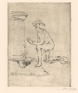 Knestående modell for komfyr av Isaac Israels (signed by artist)
