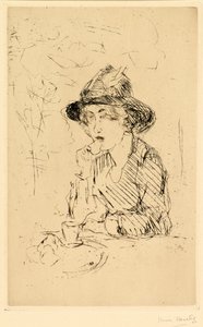 Dame aan ontbijttafel [Dame ved frokostbordet] (etsing) av Isaac Israels