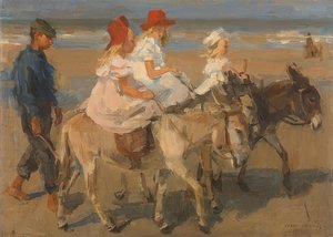 Eselturer på stranden. Rundt 1890-1901