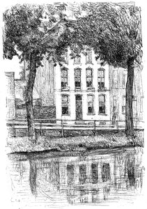 Israels hus, sett fra parken, c1880-1882. av Isaac Israels