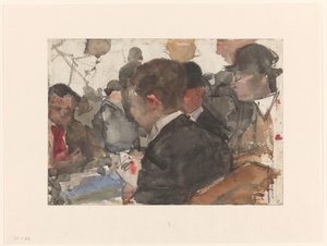 Menn spiller kort på en kafé av Isaac Israels