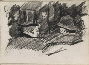 Mann og kvinne med hatt, sett bakfra av Isaac Israels