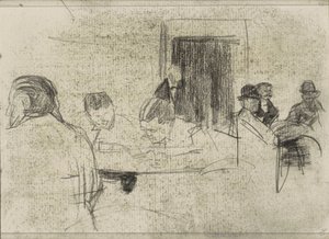 Menn ved bord, eventuelt på kafé av Isaac Israels