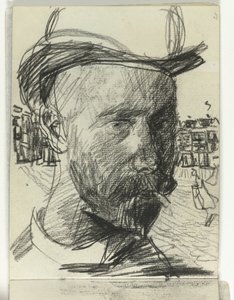 Selvportrett av Isaac Israels, røyker av Isaac Israels