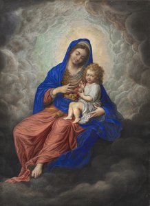 Madonna and Child in Glory ca. 1605-17 (gouache og wc på vellum) av Isaac Oliver