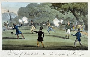 Duell med en pistol for en hjertesak - i "" The english spion"" av Charles Molloy Westmacott, ill. av Robert Cruikshank, London av Isaac Robert Cruikshank