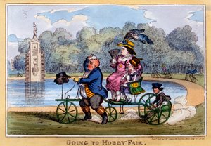 Going to Hobby Fair, 1835 (håndfarget gravering) av Isaac Robert Cruikshank