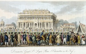 Saint Léger-prisen på Doncaster (løpene) - i "" Den engelske spion"" av Charles Molloy Westmacott, ill. av Robert Cruikshank, London av Isaac Robert Cruikshank